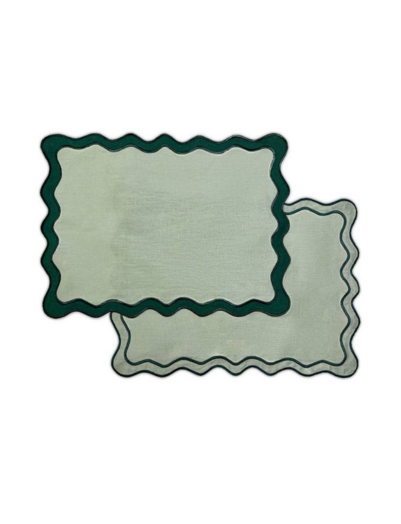 Green Scalloped Placies - set of 2